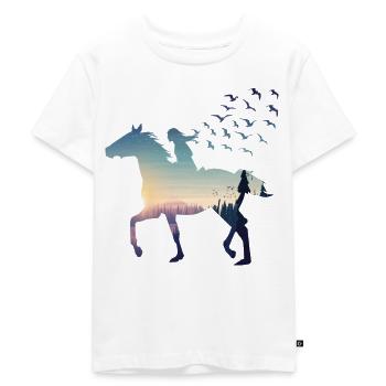 Silhouette de chevaux pour femmes - T-shirt Premium bio Enfant - blanc - Devant - Hailey (125cm)