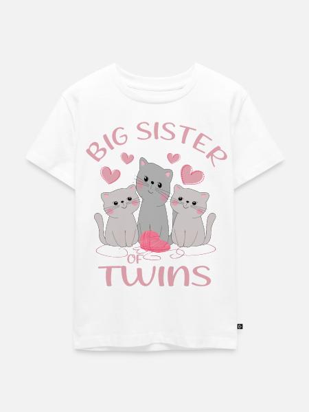 Storesøster til tvillinger katte forfremmet til storesøster - Premium økologisk T-shirt til børn - hvid