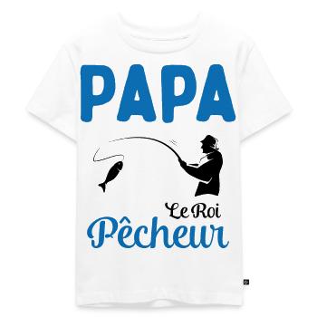 Cadeau Papa Pêcheur Roi de Pêche - T-shirt Premium bio Enfant - blanc - Devant - Hailey (125cm)
