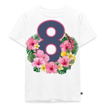 Summer birthday girls 8 - Kids Premium Organic T-Shirt - white - Front - Hailey (125cm)