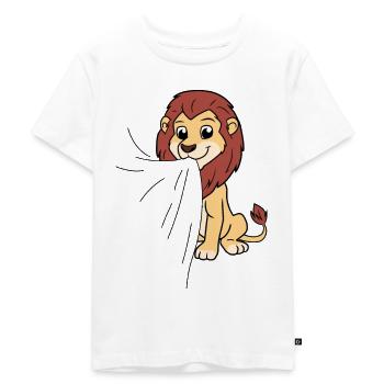Lion eats fabric - Kids Premium Organic T-Shirt - white - Front - Hailey (125cm)