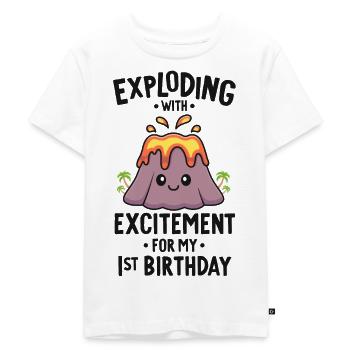 Vulkan Geburtstagsfeier Erster Geburtstag 1 Jahre alt - Kinder Premium Bio T-Shirt - Weiß - Vorne - Hailey (125cm)