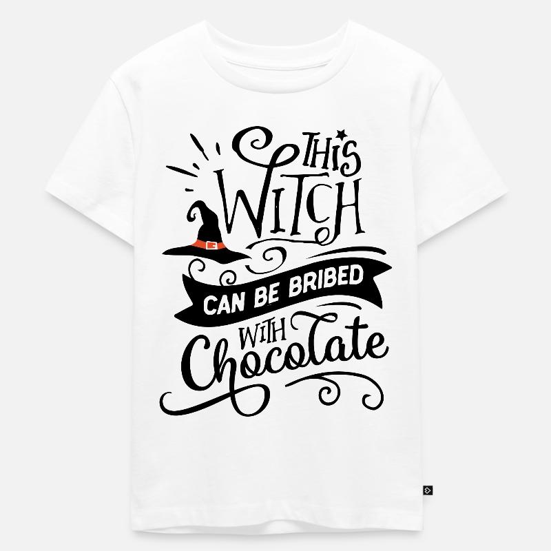 Halloween -This witch can be bribed with chocolate - Kinder Premium Bio T-Shirt - Weiß