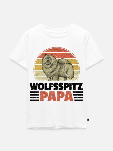 Wolfsspitz Papa deutscher Spitz Keeshond - Kinder Premium Bio T-Shirt - Weiß
