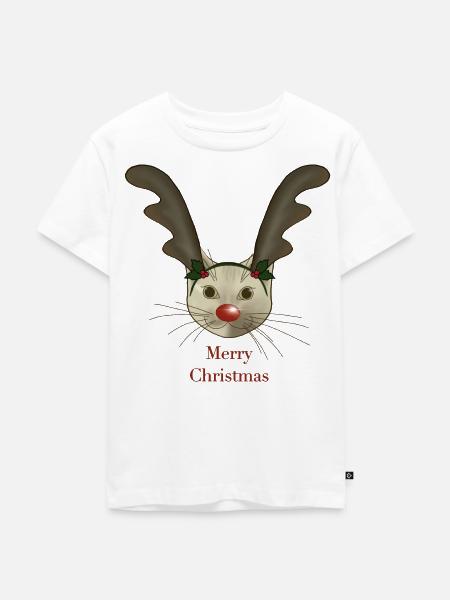 Weihnachtskatze - Kinder Premium Bio T-Shirt - Weiß
