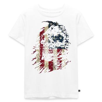 Colorful Skull Cool Skull with USA Flag - Kids Premium Organic T-Shirt - white - Front - Hailey (125cm)