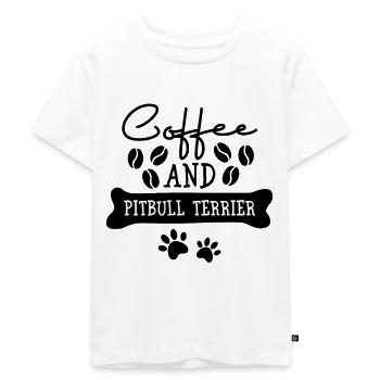 Café et pitbull terrier - T-shirt Premium bio Enfant - blanc - Devant - Hailey (125cm)