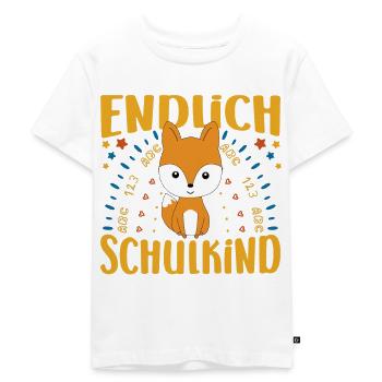 Einschulung Endlich Schulkind Mädchen - Kinder Premium Bio T-Shirt - Weiß - Vorne - Hailey (125cm)