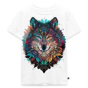 loup mystique mandala nature - T-shirt Premium bio Enfant - blanc - Devant - Hailey (125cm)