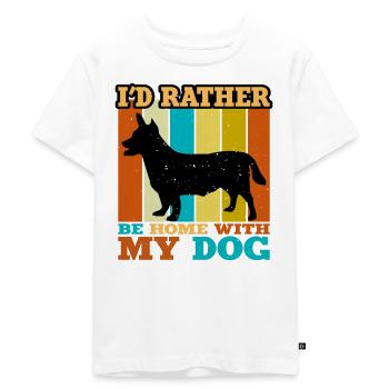 Lancashire Heeler Hund Liebe Silhouette Retro Sonnenuntergang - Kinder Premium Bio T-Shirt - Weiß - Vorne - Hailey (125cm)