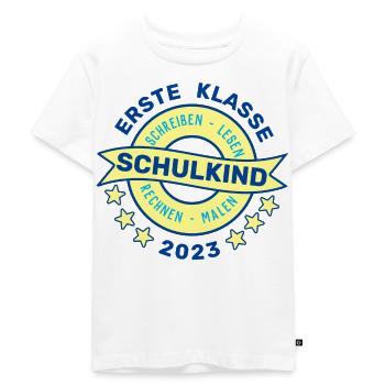 SCHULKIND 2023 - ERSTE KLASSE - EINSCHULUNG 2023 - Kinder Premium Bio T-Shirt - Weiß - Vorne - Hailey (125cm)
