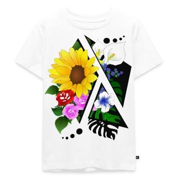 Flower arrangement abstractly cut up - Kids Premium Organic T-Shirt - white - Front - Hailey (125cm)
