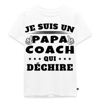 Papa Coach Qui Déchire Humour Cadeau Sportif - T-shirt Premium bio Enfant - blanc - Devant - Hailey (125cm)