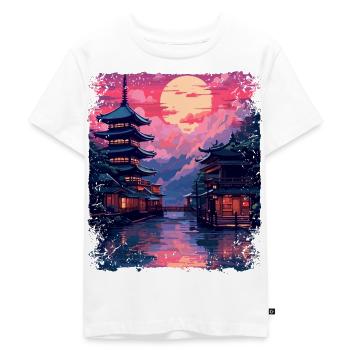 Japan Takayama Village Japanische Alpen Vaporwave - Kinder Premium Bio T-Shirt - Weiß - Vorne - Hailey (125cm)