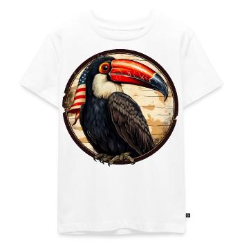 Tukan mit Amerika Flagge - Kinder Premium Bio T-Shirt - Weiß - Vorne - Hailey (125cm)