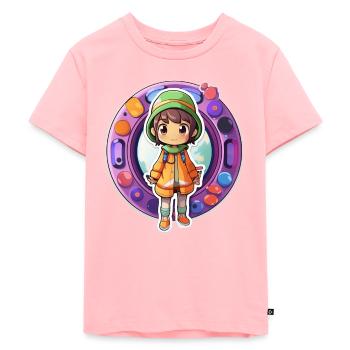 mauel A sticker of a cute cartoonish dimension tr - Kinder Premium Bio T-Shirt - Rosa - Vorne - AI Model Kid Female (0cm)