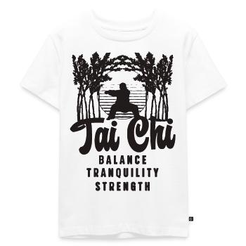 Tai Chi Balance Tranquility Strength Taijiquan - Kinder Premium Bio T-Shirt - Weiß - Vorne - Hailey (125cm)