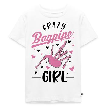 Fille de cornemuse folle - T-shirt Premium bio Enfant - blanc - Devant - Hailey (125cm)