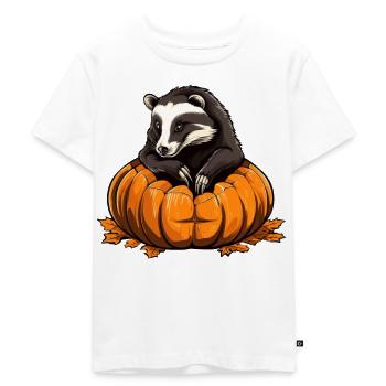 Badger Pumpkin Lazy Halloween Party - Kids Premium Organic T-Shirt - white - Front - Hailey (125cm)