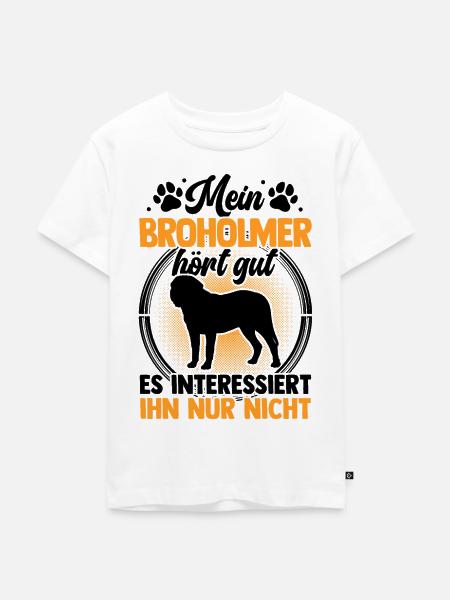 Mein Broholmer hört gut Broholmer - Kinder Premium Bio T-Shirt - Weiß