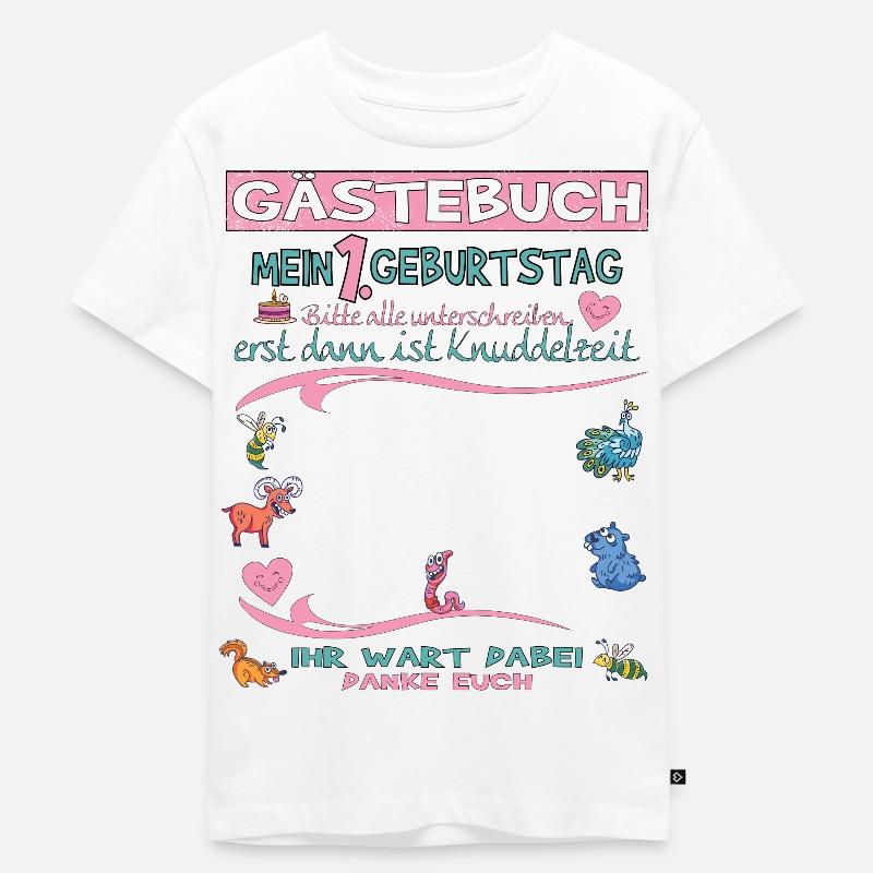 1. Geburtstag Mädchen & Junge Gästebuch - Kinder Premium Bio T-Shirt - Weiß