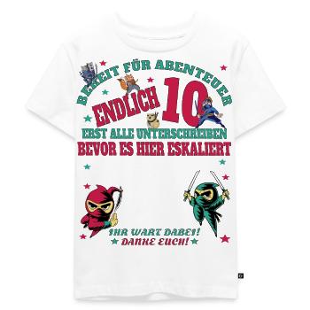 10. Geburtstag Junge & Mädchen Gästebuch - Kinder Premium Bio T-Shirt - Weiß - Vorne - Hailey (125cm)