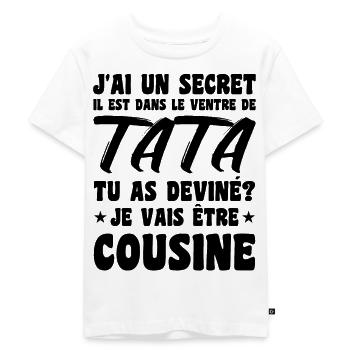 J'ai un secret je vais être cousine Humour Cadeau - T-shirt Premium bio Enfant - blanc - Devant - Hailey (125cm)