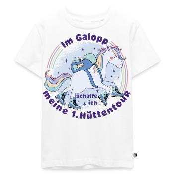 Einhorn - meine 1. Hüttentour - Wandern mit Kind - Kinder Premium Bio T-Shirt - Weiß - Vorne - Hailey (125cm)