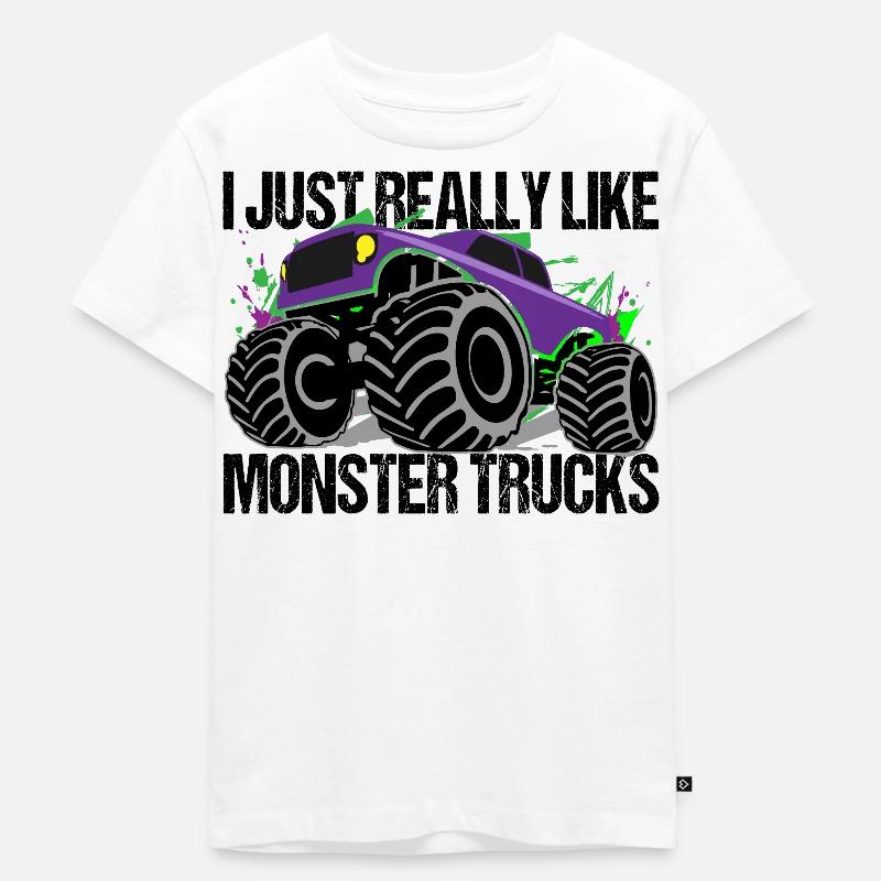 Monstertruck Farbexplosion Dynamik - Kinder Premium Bio T-Shirt - Weiß