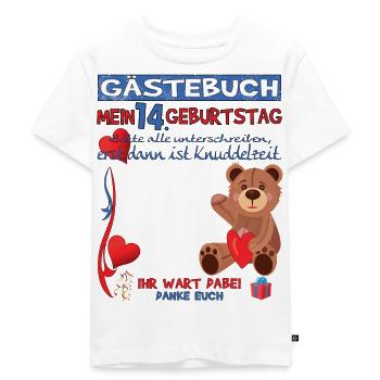 14. Geburtstag Mädchen & Junge Gästebuch - Kinder Premium Bio T-Shirt - Weiß - Vorne - Hailey (125cm)