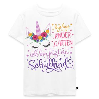 Schulkind 2024 EInhorn 1. Klasse Einschulung 2024 - Kinder Premium Bio T-Shirt - Weiß - Vorne - Hailey (125cm)
