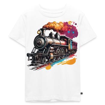 Zug / Lokomotive / Dampflok / Eisenbahn / Lock - Kinder Premium Bio T-Shirt - Weiß - Vorne - Hailey (125cm)