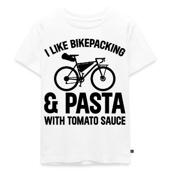I Like Bikepacking & Pasta With Tomato Sauce - Kids Premium Organic T-Shirt - white - Front - Hailey (125cm)