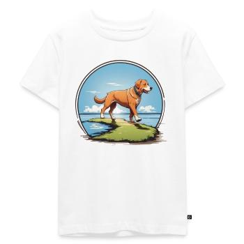 Cute dog walking logo - Kids Premium Organic T-Shirt - white - Front - Hailey (125cm)