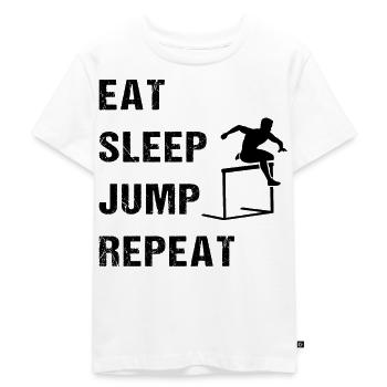 Manger, dormir, sauter, répéter, sport, passion - T-shirt Premium bio Enfant - blanc - Devant - Hailey (125cm)