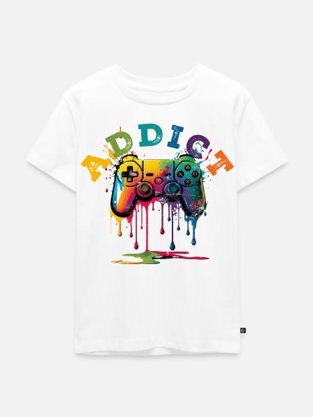 Gamer Addict - Kinder Premium Bio T-Shirt - Weiß