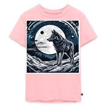 Wolf / Rudel / Wald / Wild / Tierwelt / heulen - Kinder Premium Bio T-Shirt - Rosa - Vorne - AI Model Kid Female (0cm)