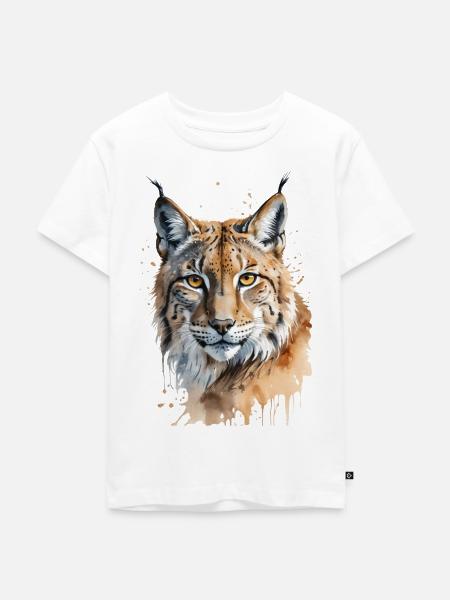 Majestätisches Luchs-Aquarell - Kinder Premium Bio T-Shirt - Weiß