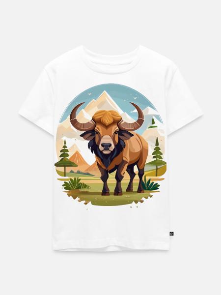 Büffel - Kinder Premium Bio T-Shirt - Weiß