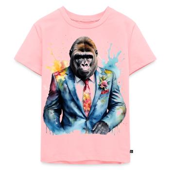 Costume de gorille singe Imprimé de conception d’animaux colorés - T-shirt Premium bio Enfant - rose - Devant - AI Model Kid Female (0cm)
