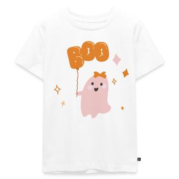 Boo! Süßes rosa Gespenst mit Ballons für Halloween - Kinder Premium Bio T-Shirt - Weiß - Vorne - Hailey (125cm)