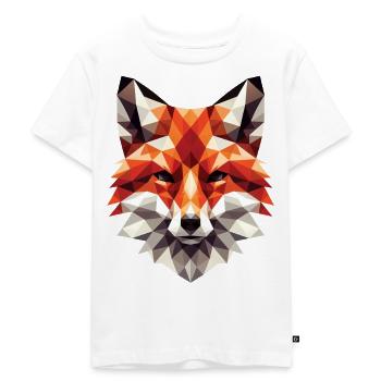 Polygon Fuchs, Digitale Kunst Tier - Kinder Premium Bio T-Shirt - Weiß - Vorne - Hailey (125cm)