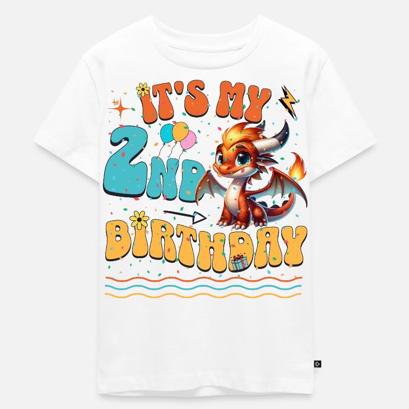 Drache 2. Geburtstag Drachen - Kinder Premium Bio T-Shirt - Weiß