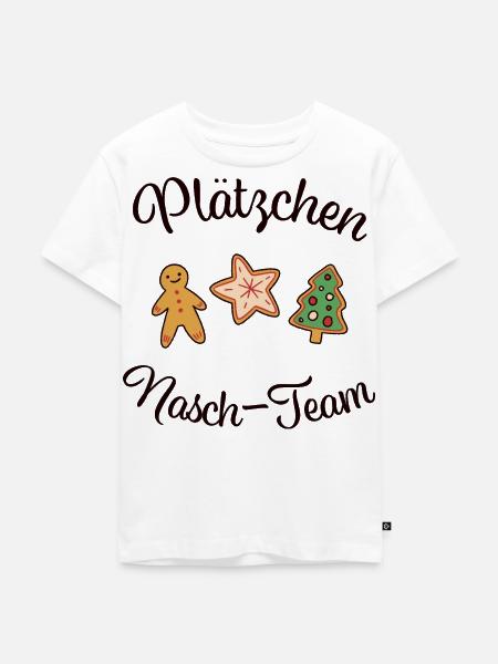 "PLÄTZCHEN - NASCH - TEAM" Weihnachten backen - Kinder Premium Bio T-Shirt - Weiß