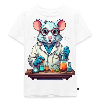 A lab rat: illustration of a rat in the lab - Kids Premium Organic T-Shirt - white - Front - Hailey (125cm)