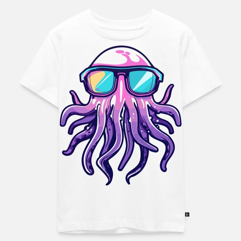 Qualle Comic Cool - Kinder Premium Bio T-Shirt - Weiß