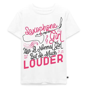 Saxophone Saxophone Girl Like A - Kinder Premium Bio T-Shirt - Weiß - Vorne - Hailey (125cm)