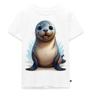 Seehund oder Robbe - Kinder Premium Bio T-Shirt - Weiß - Vorne - Hailey (125cm)