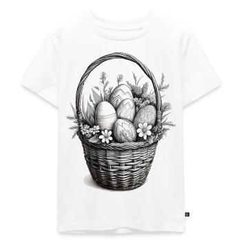 Easter – Basket of Easter Eggs and Flowers - Kids Premium Organic T-Shirt - white - Front - Hailey (125cm)