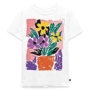 Arrangement floral rétro : inspiré de Matisse - T-shirt Premium bio Enfant - blanc - Devant - Hailey (125cm)